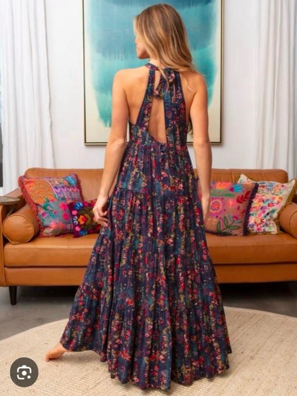 NWT Natural Life Halle Printed Halter Maxi Dress - Picture 6 of 8